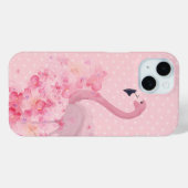 ピンク色のフラミンゴフローラとドット Case-Mate iPhoneケース (裏面 (横))