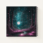 ピンク色のフルムーン&ホタル懸命カバージャーナル ノートブック (裏面)