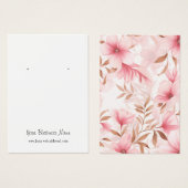 ピンク色のフローラカスタムイヤリング表示カード (正面&裏面)