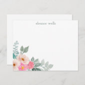 ピンク色のフローラパーソナライズされた具 ノートカード (正面/裏面)