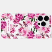 ピンク色のフローラパーソナライズされた名ガーリー Case-Mate iPhoneケース (裏面 (横))