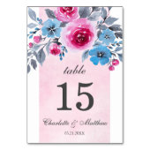 ピンク色のフローラパーソナライズされた結婚の テーブルナンバー (裏面)