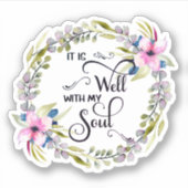 ピンク色のフローラフレームステッカーだ シール (正面)