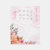 ピンク色のフローラマイルストーン フリースブランケット (正面)