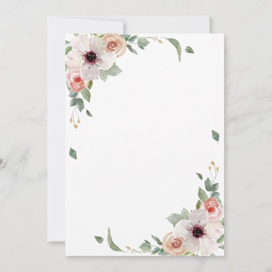 ピンク色のフローラモダン結婚の 招待状 (裏面)