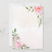 ピンク色のフローラ幾何学的金ゴールド 招待状 (裏面)