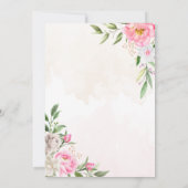 ピンク色のフローラ幾何学的金ゴールド 招待状 (裏面)