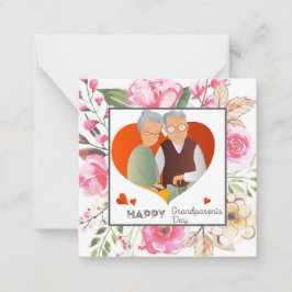 ピンク色のフローラ祖父母の日 ノートカード