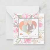 ピンク色のフローラ祖父母の日 ノートカード (裏面)