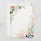 ピンク色のフローラ空白のフレ結婚ーム 招待状 (正面)