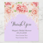 ピンク色のフローラ紫のブライダルシャワーラベル ワインラベル (シングルラベル)