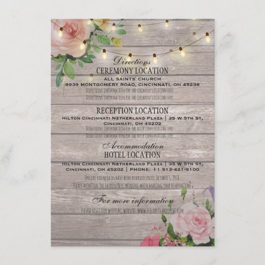 ピンク色のフローラ結婚の詳細情報 エンクロージャーカード (正面)