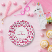 ピンク色のフローラ結婚の ペーパープレート (パーティー)