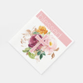 ピンク色のフローラ賛美 スタンダードランチョンナプキン (角)