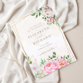 ピンク色のフローラ金ゴールドジオメト結婚リ セーブザデート