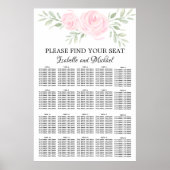 ピンク色のフローラ20テーブル座席表 ポスター (正面)