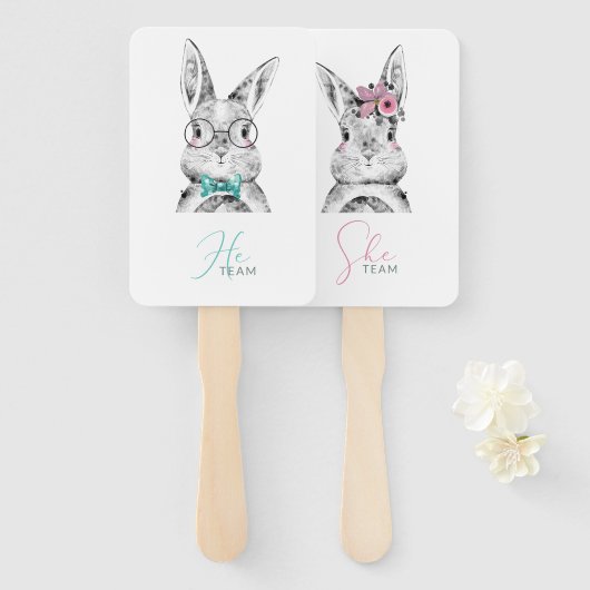 ピンク色のブニー性別の表示 ハンドファン (正面&裏面)