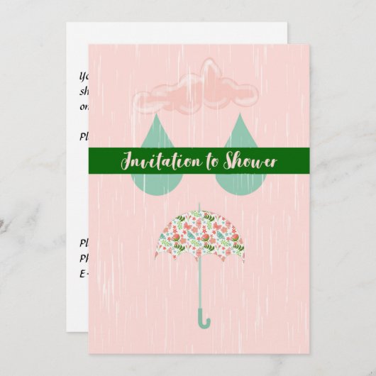 ピンク色のブライダルシャワー招待状 案内状 (正面/裏面)