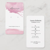 ピンク色のブラシストロークのイヤリング表示 名刺 (正面/裏面)