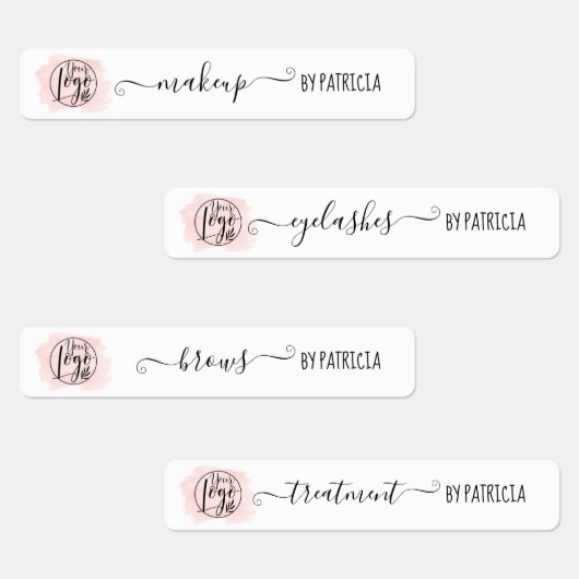 ピンク色のブラシストロークのロゴメイクアップラベル ラベル (グループ)