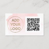 ピンク色のブラシストロークのロゴQrコード 名刺 (正面)