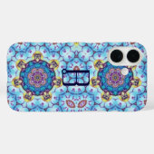 ピンク色のブルーフラクタルサークルモノグラム Case-Mate iPhoneケース (裏面 (横))