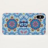 ピンク色のブルーフラクタルサークルモノグラム Case-Mate iPhoneケース (裏面(横))