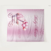 ピンク色のベビーカー背景 タペストリー (正面(横))