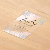 ピンク色のベビーシャワー外は寒い アクリル招待状 (レイダウン)