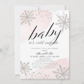 ピンク色のベビーシャワー外は寒い 招待状 (正面)