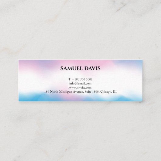 ピンク色のホログラフィック虹色エステティシャン スキニー名刺 (裏面)