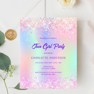 ピンク色のホログラフィ10代のーの女の子の誕生日