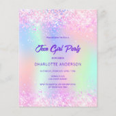 ピンク色のホログラフィ10代のーの女の子の誕生日 (正面)