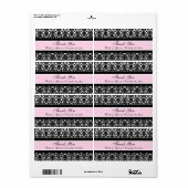 ピンク色のホワイトダマスクのウェディングラベル ラベル (フルシート)