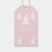 ピンク色のホワイトミニマリストのクリスマスツリー ギフトタグ (裏面)