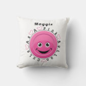 ピンク色のボタンが可愛い クッション (正面)