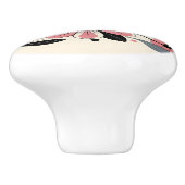 ピンク色のポップ・アートのフローラ セラミックノブ (側面)