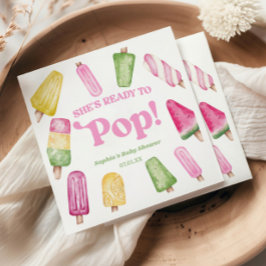 ピンク色のポプシクルポップ・アートのの赤ちゃんシャワー スタンダードカクテルナプキン