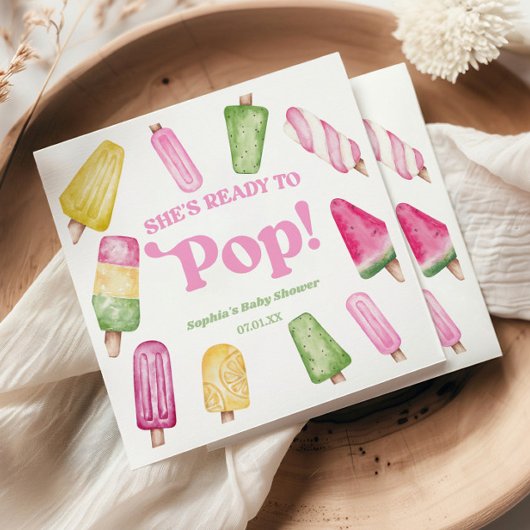 ピンク色のポプシクルポップ・アートのの赤ちゃんシャワー スタンダードカクテルナプキン