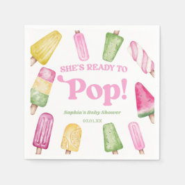 ピンク色のポプシクルポップ・アートのの赤ちゃんシャワー スタンダードカクテルナプキン