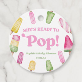 ピンク色のポプシクルポップ・アートのの赤ちゃんシャワー フェイバータグ