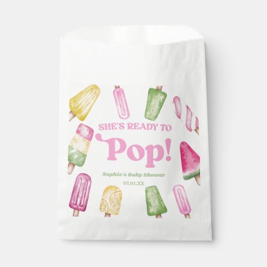 ピンク色のポプシクルポップ・アートのの赤ちゃんシャワー フェイバーバッグ (正面)