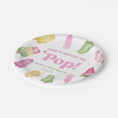 ピンク色のポプシクルポップ・アートのの赤ちゃんシャワー ペーパープレート (アングル)