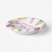 ピンク色のポプシクルポップ・アートのの赤ちゃんシャワー ペーパーボウル (傾斜あり)