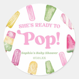 ピンク色のポプシクルポップ・アートのの赤ちゃんシャワー ラウンドシール