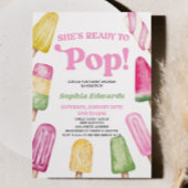 ピンク色のポプシクルポップ・アートのの赤ちゃんシャワー 招待状