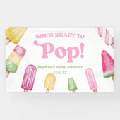 ピンク色のポプシクルポップ・アートのの赤ちゃんシャワー 横断幕 (横)