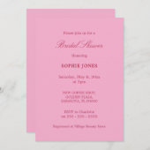 ピンク色のマゼンタのブライダルシャワーへの招待 招待状 (正面/裏面)