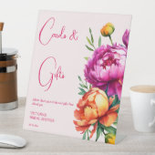 ピンク色のマゼンタの桃の牡丹のカードとギフト 台座サイン (インサイチュ)