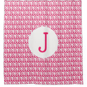 ピンク色のマゼンタの水彩スポットカスタムモノグラム シャワーカーテン (正面)